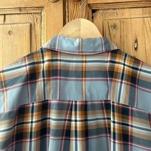 Men's Patagonia Small Fezzman Button Front Shirt Blue Brown Collared - Sm. Flaw - Picture 8 of 9